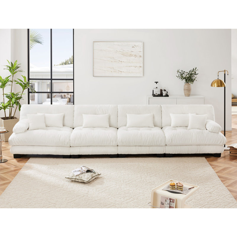 Canapé modulaire à combinaison gratuite, Chenille blanche