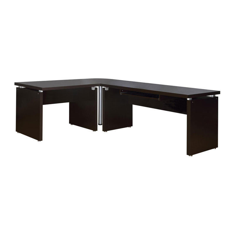 2-piece Home Office Set L-Shape Desk with File Cabinet Cappuccino