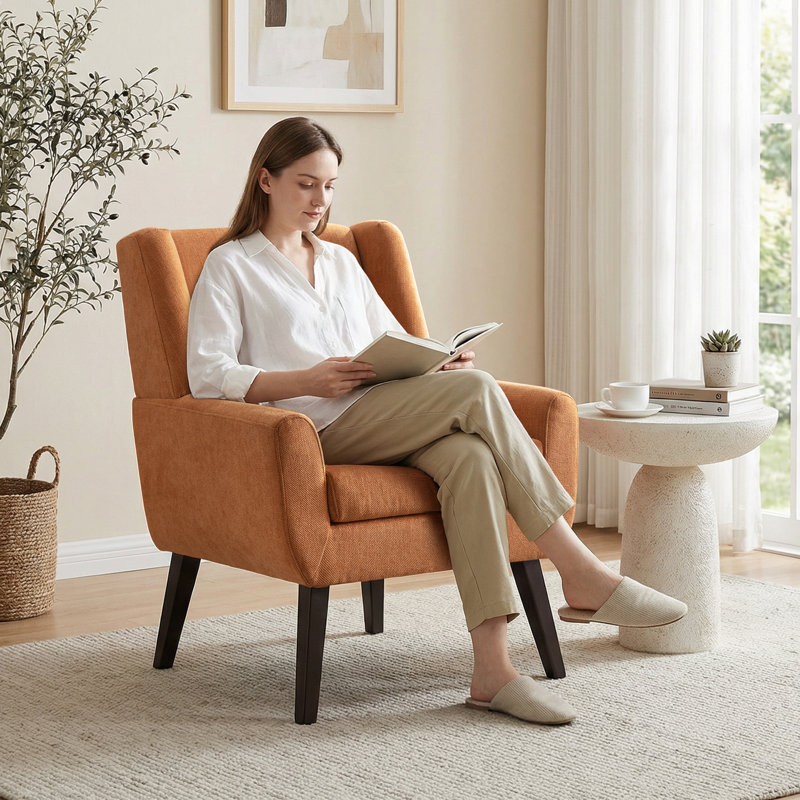 Upholstered Armchair, Orange