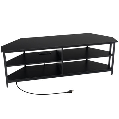 Meuble télé d'angle pour téléviseur de 65 po ou moins avec prises de courant et ports USB A Ebern Designs