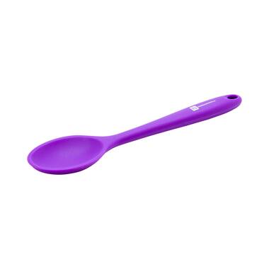 Restaurantware 10.6 inch x 2.2 inch Silicone Spatula, 1 Flat Flexible Spatula - Dishwasher-Safe, withstands Heat Up to 570F, Purple Silicone Mixing