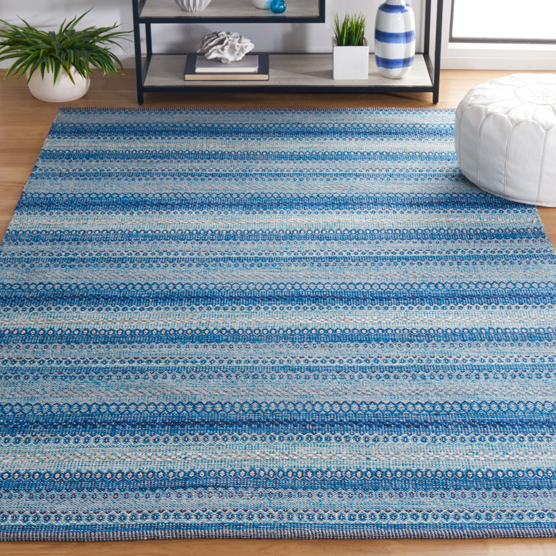 Kilim Flat Weave Cotton Geometric Rug, Rectangle 5' x 8'