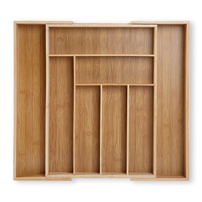 Bamboo Adjustable Expandable 6-8 Slot Silverware Organizer – Multi-Purpose Flatware Tray for Kitchen Utensils & Cutlery