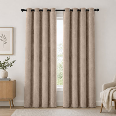 Thermal Velvet Curtains with Eyelet Ring Top - Crushed Velvet Drapes Pair