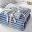 Ensemble d'édredon 3 pièces double / grand à motif de peluches côtelées bleu dégradé Avril Bleu-103398312-101983310