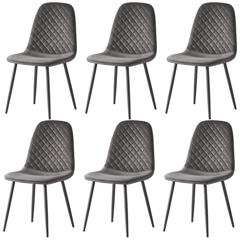 Wellersburg Modern Velvet Upholstered Armless Dining Chair, Grey Velvet, Black
