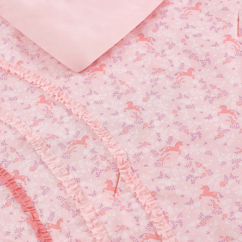 Twin Pink Microfiber Reversible Kids Bedding Set