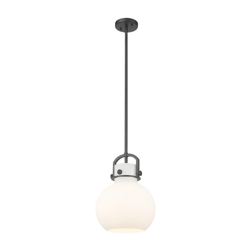 Luminaire suspendu à 1 tige Sligo, Blanc, Noir mat, H 13,38 po x l 10 po x P 10 po