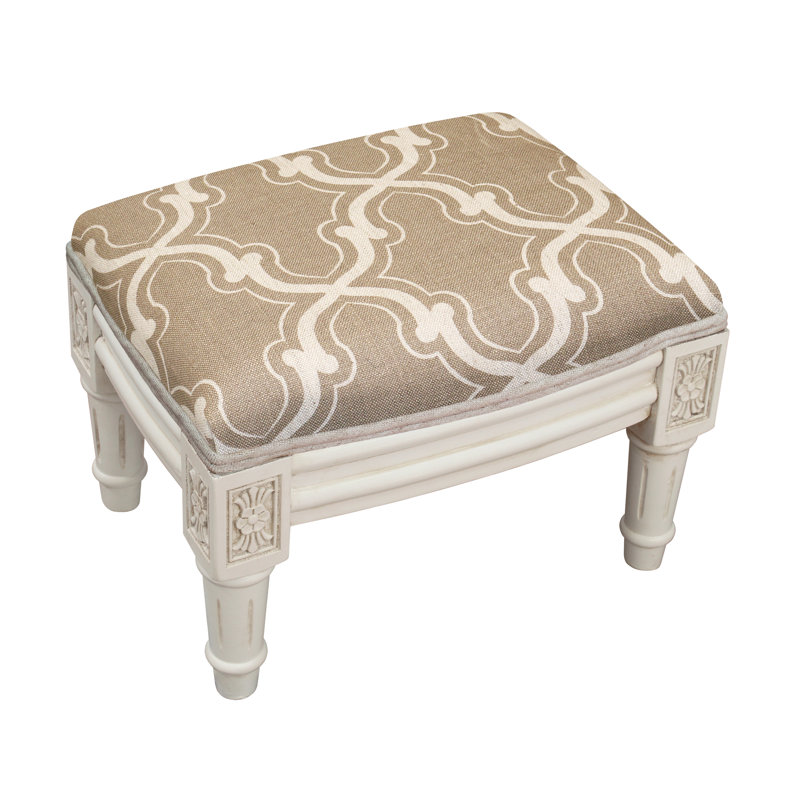Lymingt Upholstered Ottoman, Taupe, White