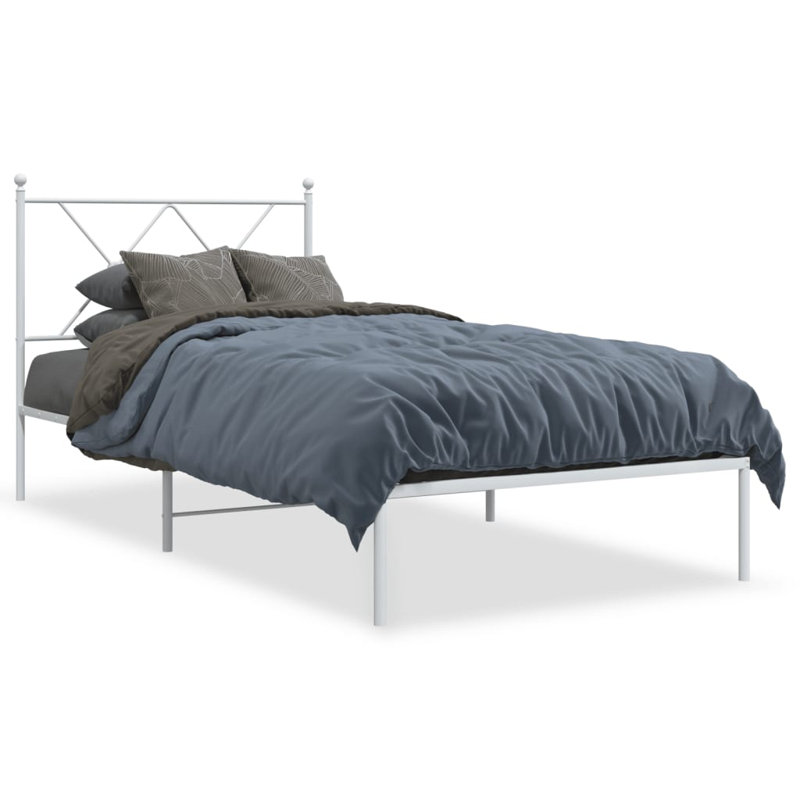 Corrstown Metal Bed, White, European Single (90 x 200cm)