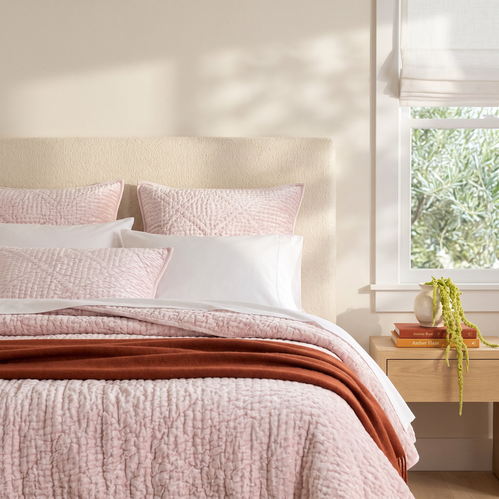 Parisienne Velvet Quilt Set, Full/Queen Quilt, Slipper Pink