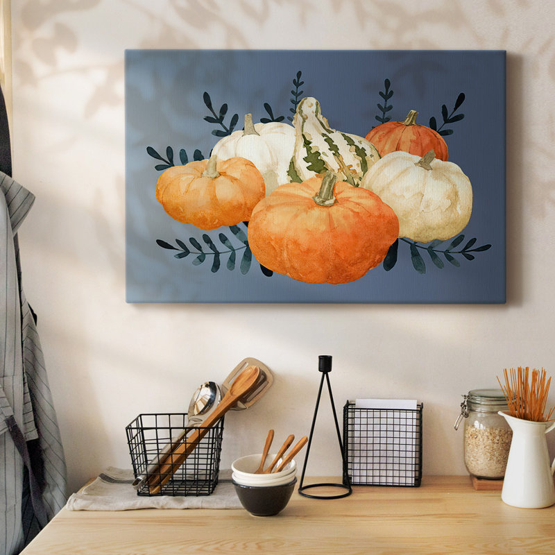 Automne orange et blues II - toile tendue avec châssis, H 12 po x l 18 po