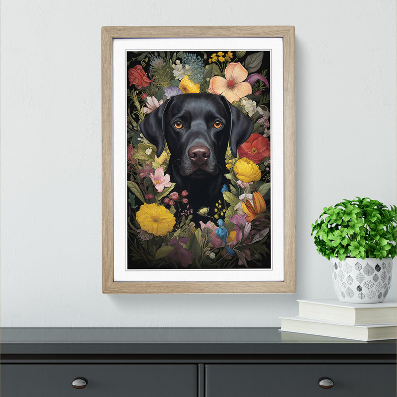 Labrador Retriever Rococo - Framed Print, 64cm H x 46cm W x 2" D, Oak Framed