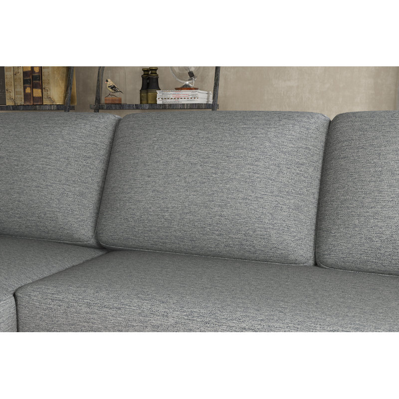 Brandal Upholstered L-Shaped Sectional Reversible, Light Gray 100% Polyester