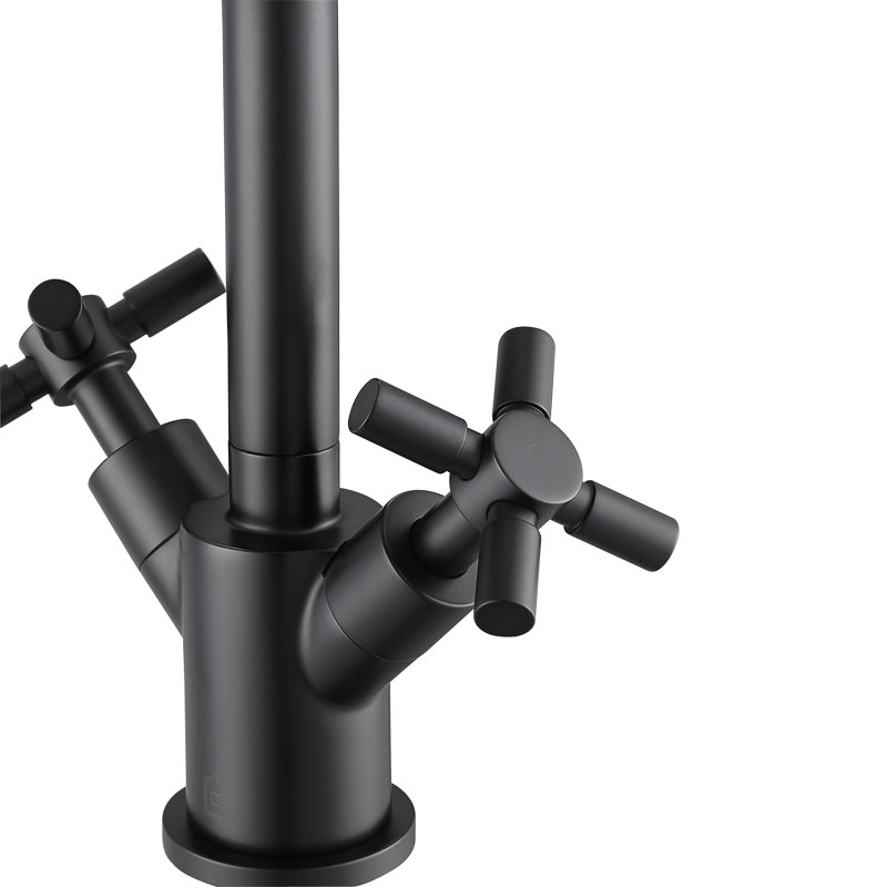 Matte Black Brass Double Handle Bathroom Faucet