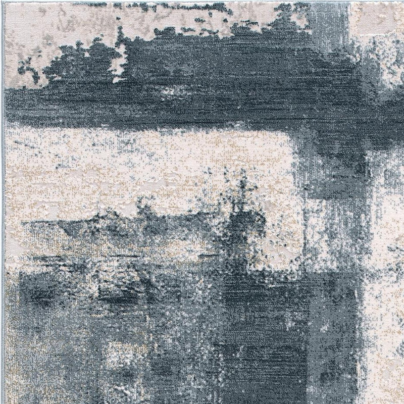 Tapis bleu antidérapant lavable abstrait 4 pi x 6 pi bleu et beige