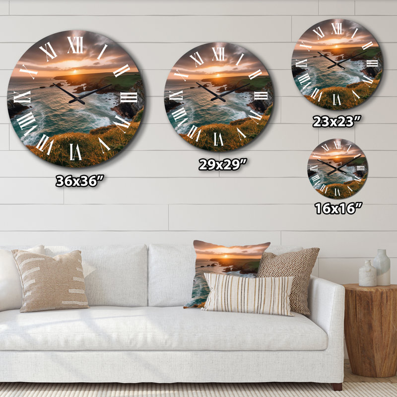 Horloge murale coucher de soleil sur la falaise I, Petit