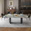 Ensemble de table de salle à manger 9 pièces avec table de salle à manger extensible en pierre frittée de 63 à 94,5 po avec 8 chaises rembourrées en cuir Fuax-509246082-509246078