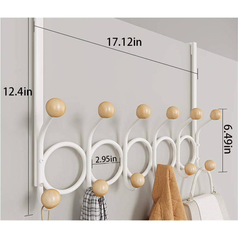 Porte-crochets moderne en métal au-dessus de la porte, Blanc / beige