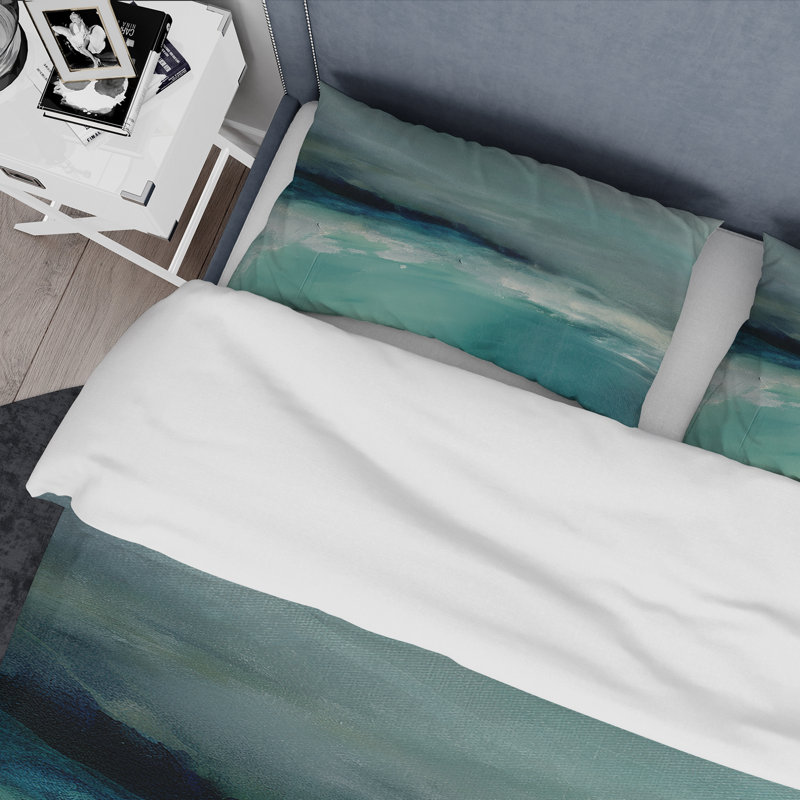 Full/Queen Blue and Purple Ocean Life Microfiber Duvet Cover Set