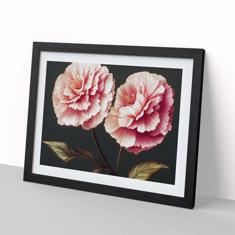 Pure Carnation Flowers - Single Picture Frame Painting, 25cm H x 34cm W x 2cm D, Black