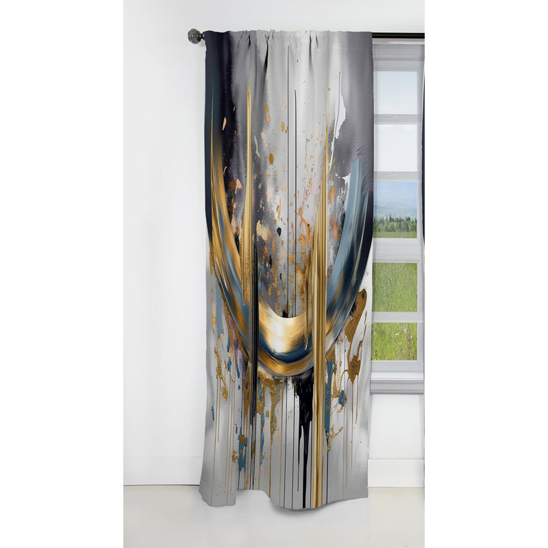 Shapes And Lines Abstract Marble III - Rideau occultant en marbre marbré abstrait - 1 panneaux, L 52 po x L 90 po