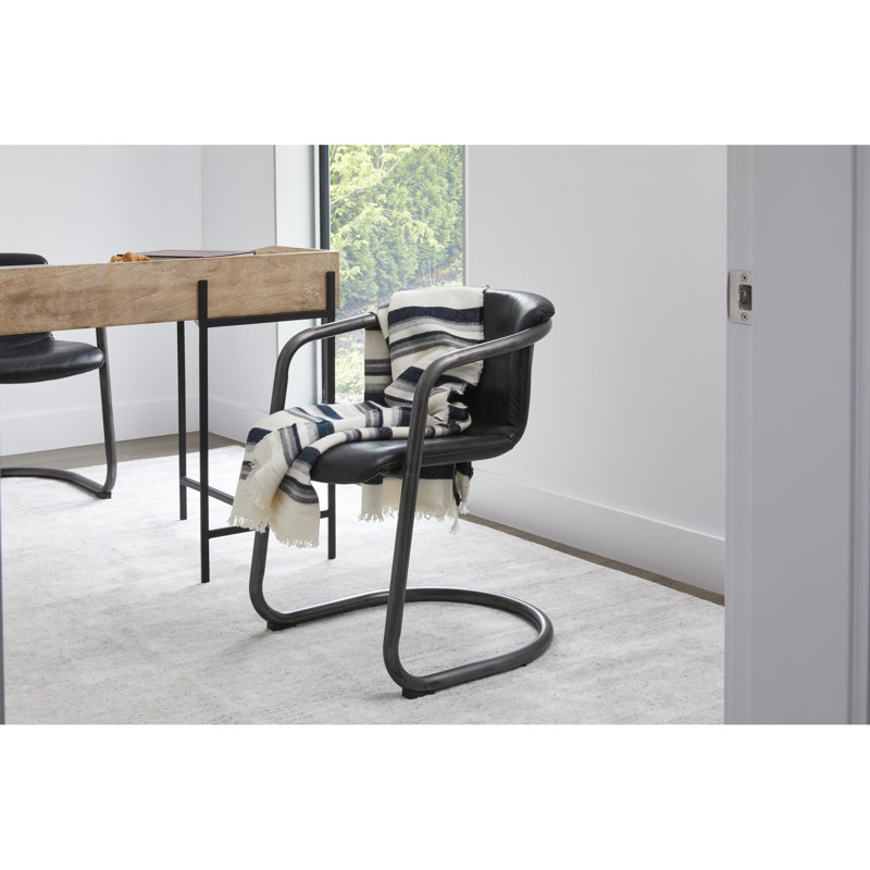 Freeman Bar Stool, Black Genuine Leather