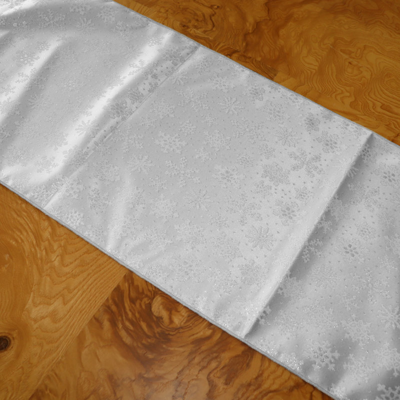 Metairie Geometric Christmas Table Runner, 144" L x 12" W, Silver