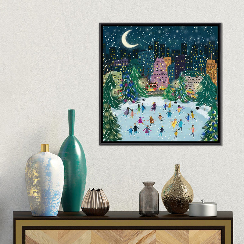«Skating In The Park», reproduction d'art sur toile encadrée, H 18 po x l 18 po, Reproduction encadrée sans passe-partout