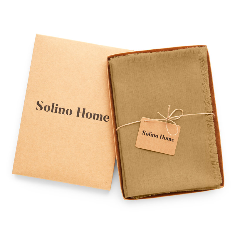 Fringe - 100% Pure Linen Dinner Napkins, Camel