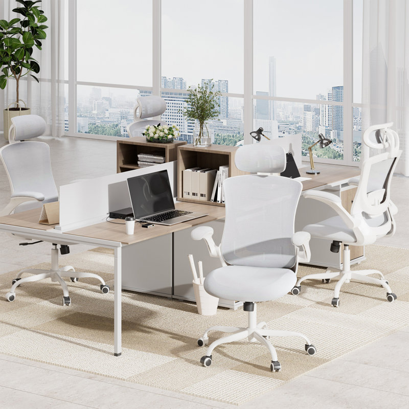 Fully Adjustable Executive Swivel Ergonomic Office Chair with Adjustable Arms, White