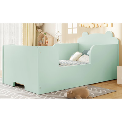 Floor Bed Frame, Bear Theme, Suitable For 3 - 6 Years Old , Based Independence Building, Safe Rounded Edges, Quality Pine And , Simple Installation, 29.45'' Width Old, Standing To Promote Self Help,