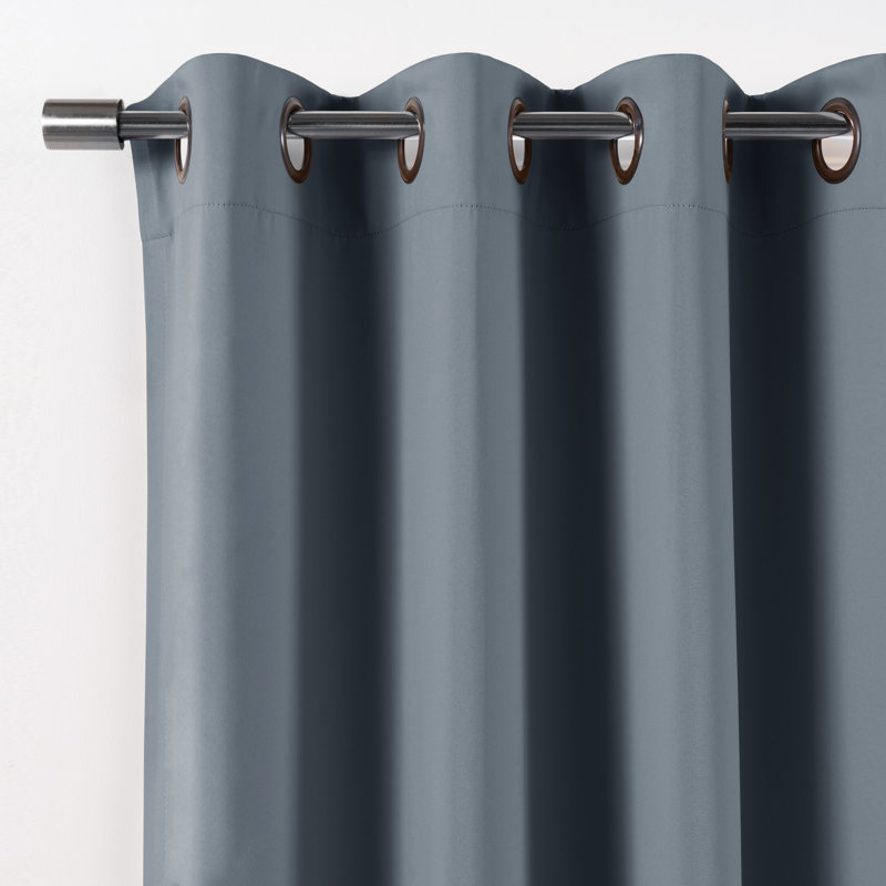 Adina Sevan Solid Thermal Grommet Curtain Panels, Mingreen, 52"W x 72"L