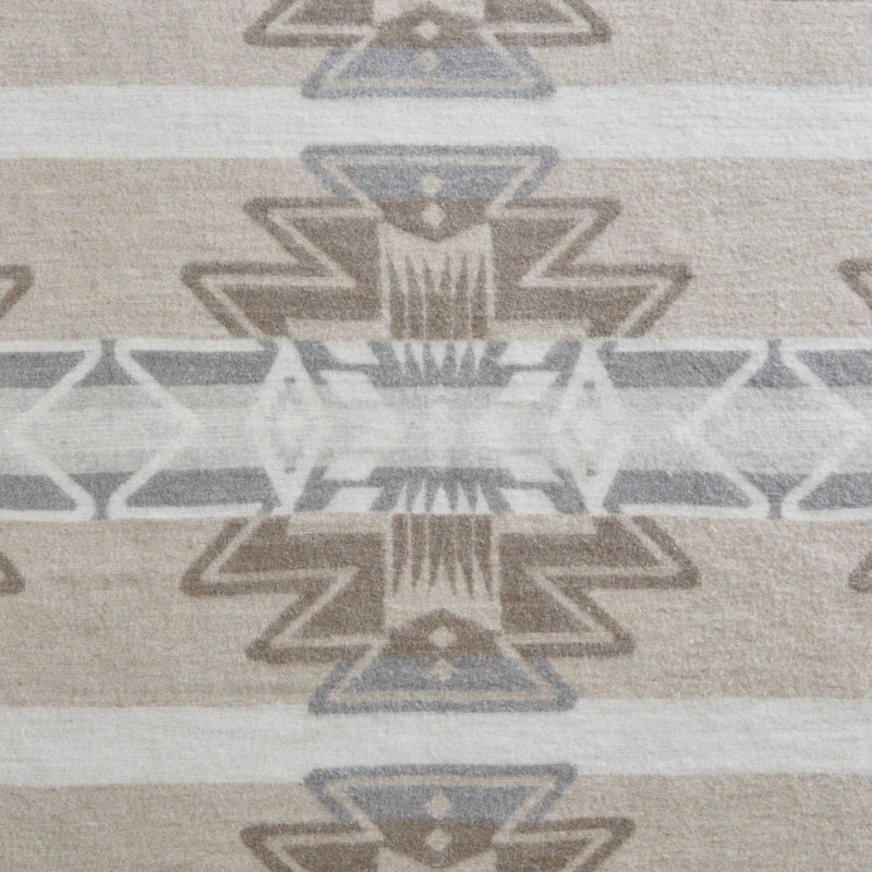 Très grande couverture en jacquard Alberta, Géométrique beige, Très grand lit
