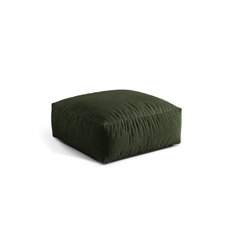 Carlens 106cm Wide Velvet Solid Colour Pouffe Ottoman, Green
