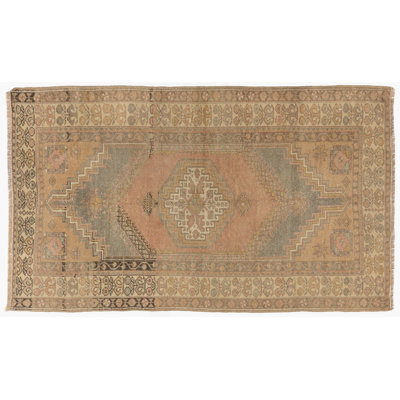 Tapis turc de style Mid-Century noué à la main dans des couleurs douces