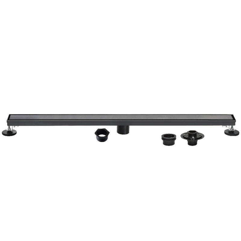 Kingston Brass Watercourse 60-Inch Stainless Steel Linear Shower Drain With Flange And Hair Trap, Matte Black