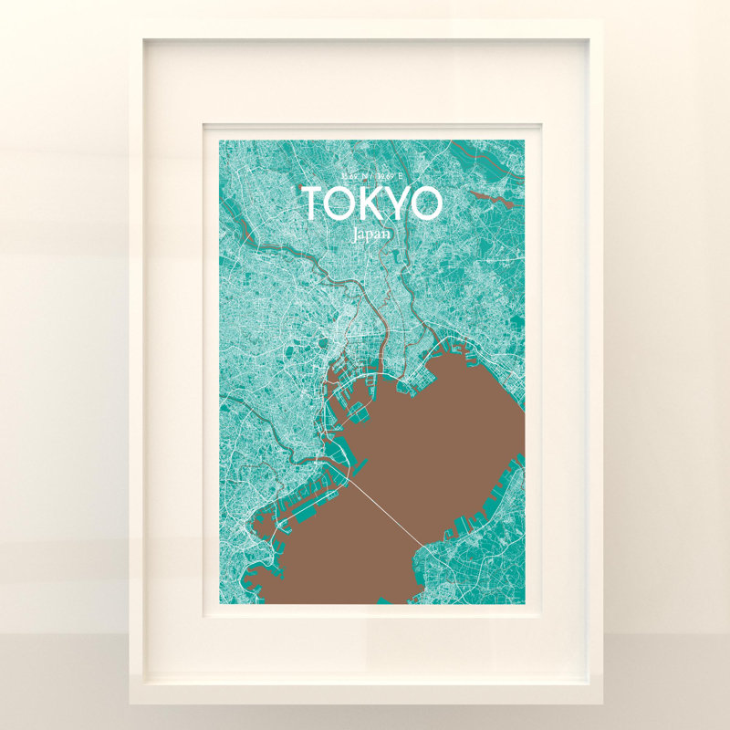 Tokyo City Map in Nature 1 Piece Wall Art, 27.6cm H x 19.7cm W x 0.05cm D