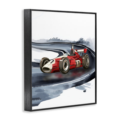 Retro Race Day Car Framed Giclee, design by Christine Simpson Art