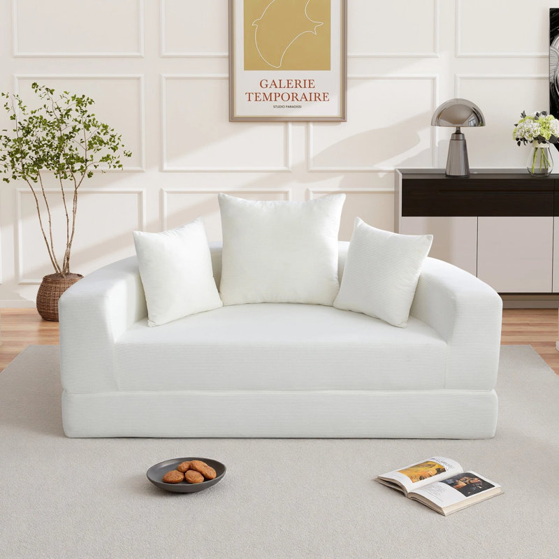 Canapé-lit pliable en velours côtelé Modern, Beige