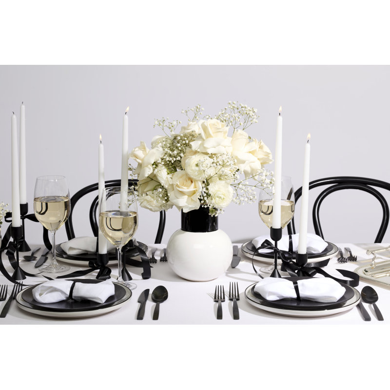 Make It Pop Neutral White & Black Bouquet Vase, White