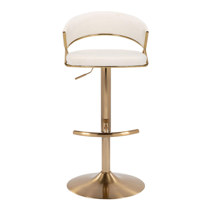 Swivel Upholstered Adjustable Height Counter Stool with Metal Frame, Cream
