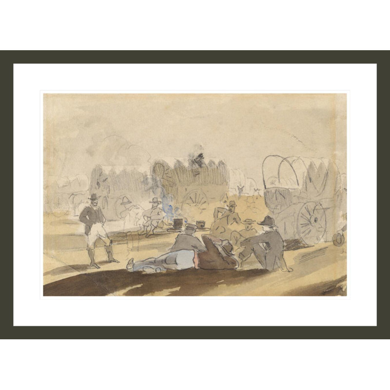 Caravane avec wagons couverts [recto] par Winslow Homer - Impression Giclée encadrée, H 21,87 po x l 29,5 po