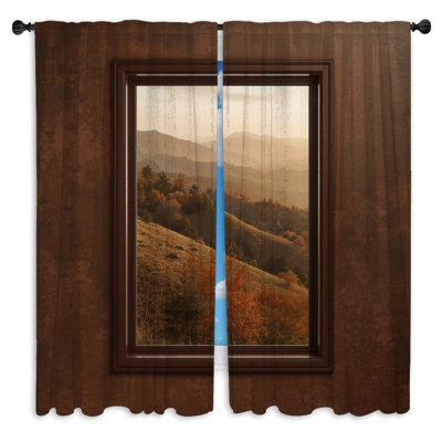 Rideaux de fenêtre montagne paysage d'automne obscurcissant et transparent - 2 panneaux