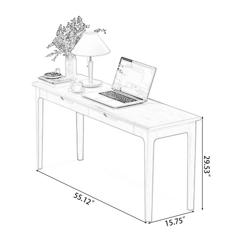 Bureaux rectangulaires en bois massif, H 29,53 po x l 55,12 po x P 17,72 po, Blanc