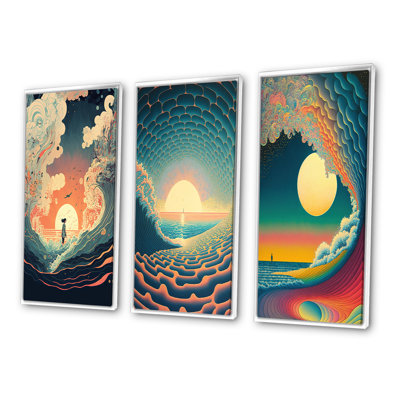 " Walking Over The Waves To The Full Moon " 3 - Pieces