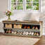 Upholstered Bench with Shelves