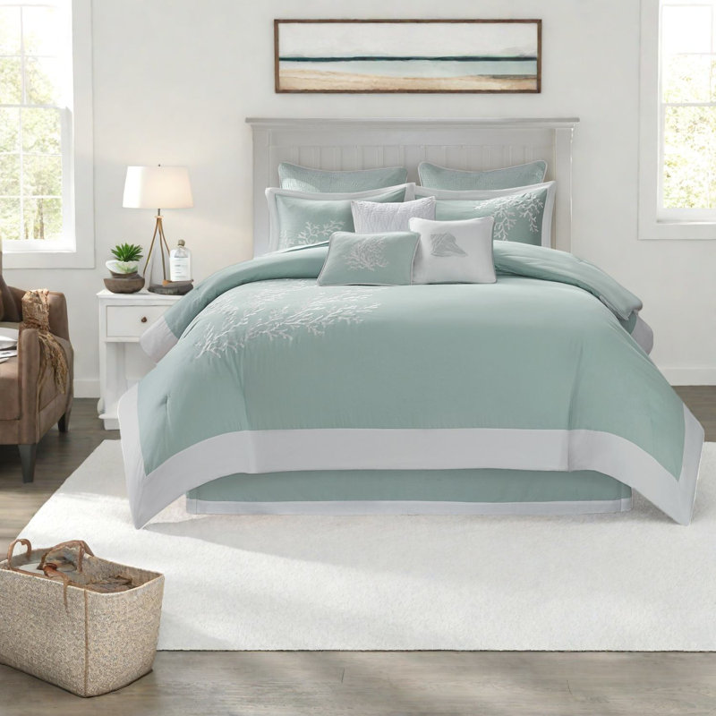 Édredon surdimensionné en coton de qualité supérieure, ensemble de literie jacquard turquoise pour la maison