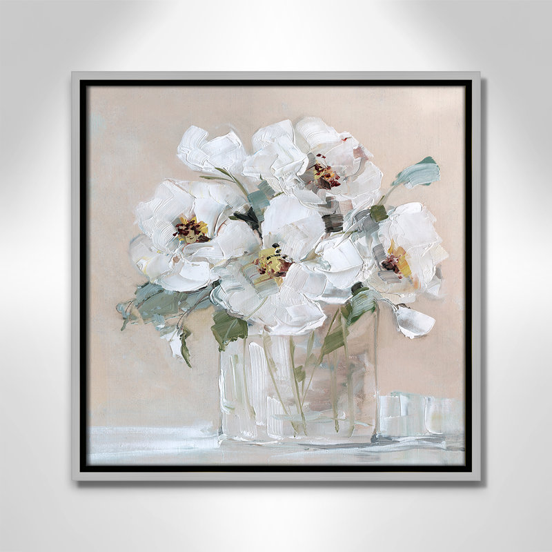 Soft White I de Sally Swatland, H 17,5 po x l 17,5 po x P 2 po, Argent