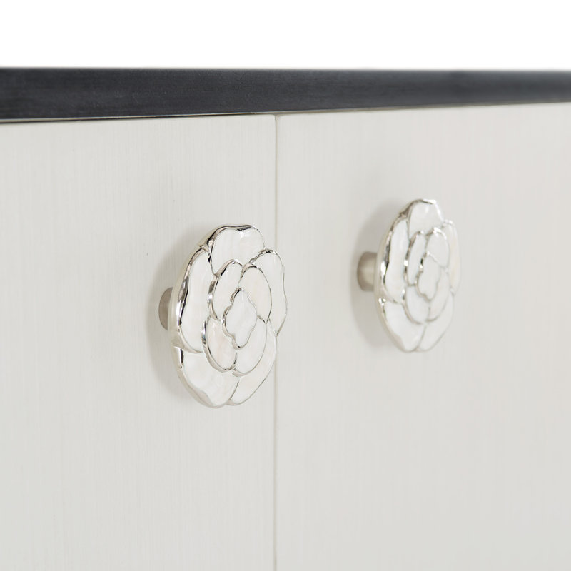Eggshell and Onyx Two-Tone Sideboard with Nickel Hardware